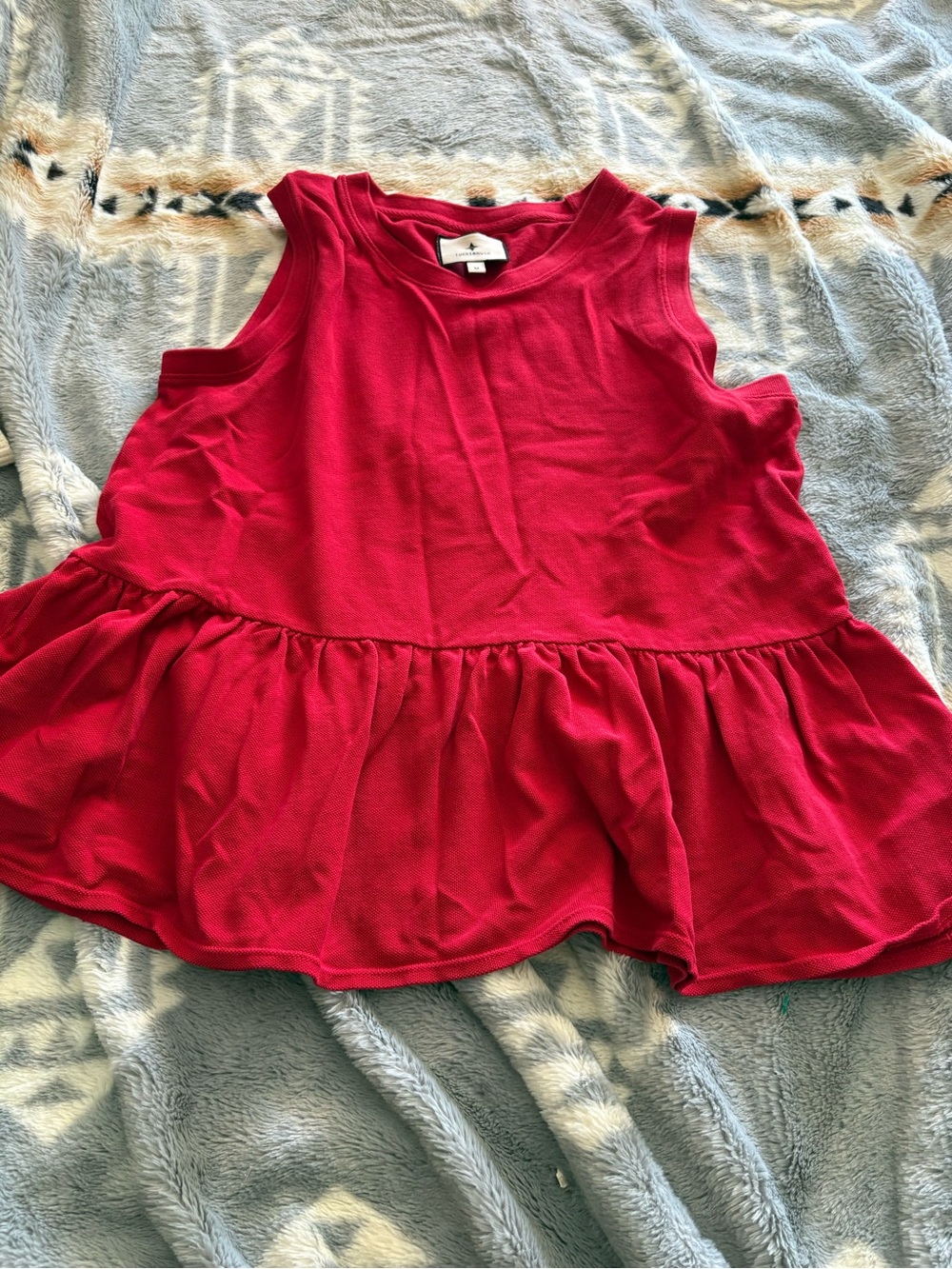 Tuckernuck Girls Sleeveless Peplum Tank Top - Bright Red